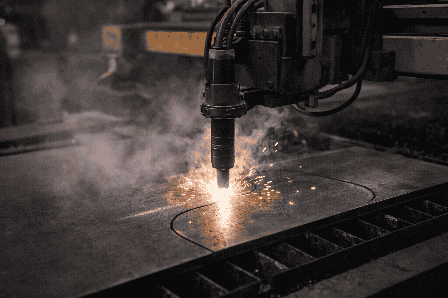 CNC plasma arc cutting steel sheet